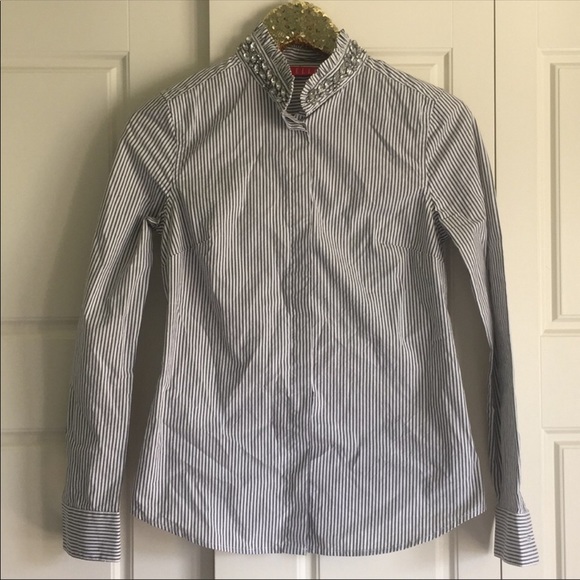 Jeweled Collar Button Down Shirt - Picture 3 of 4